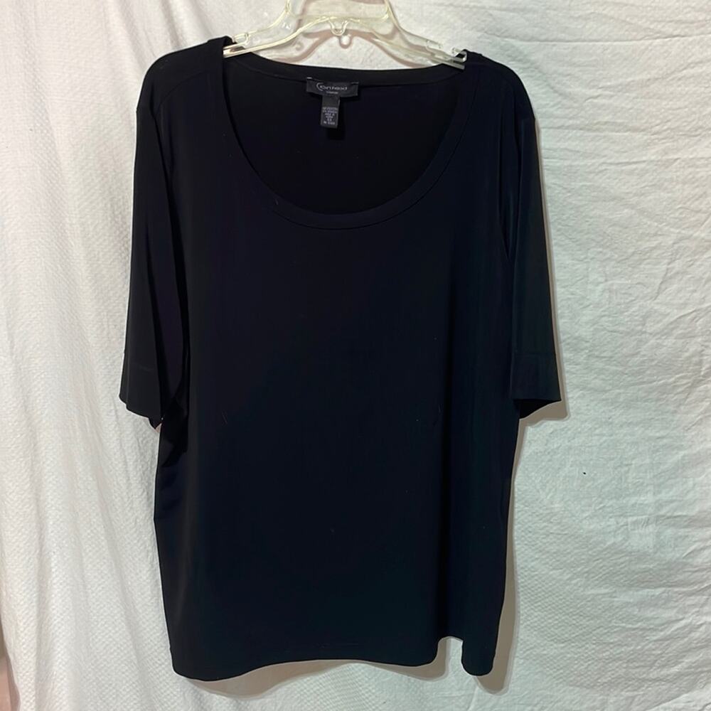 Context 3x black polyester spandex blend short sleeve scoop neck top guc